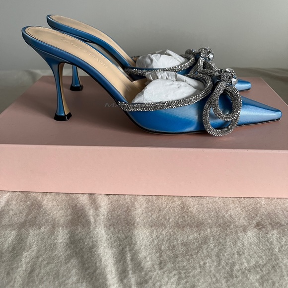 Mach and Mach leather double bow mules LED blue - Picture 2 of 6